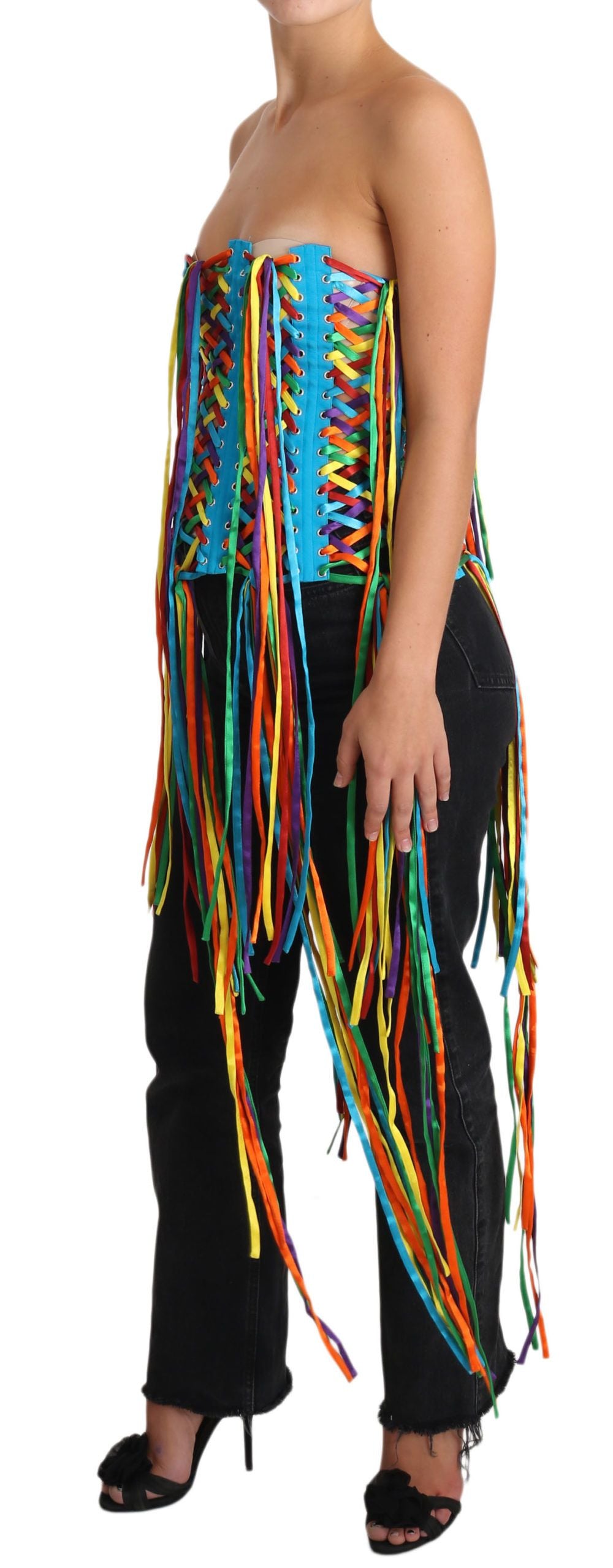 - Multicolor Strapless Bustier Corset Top