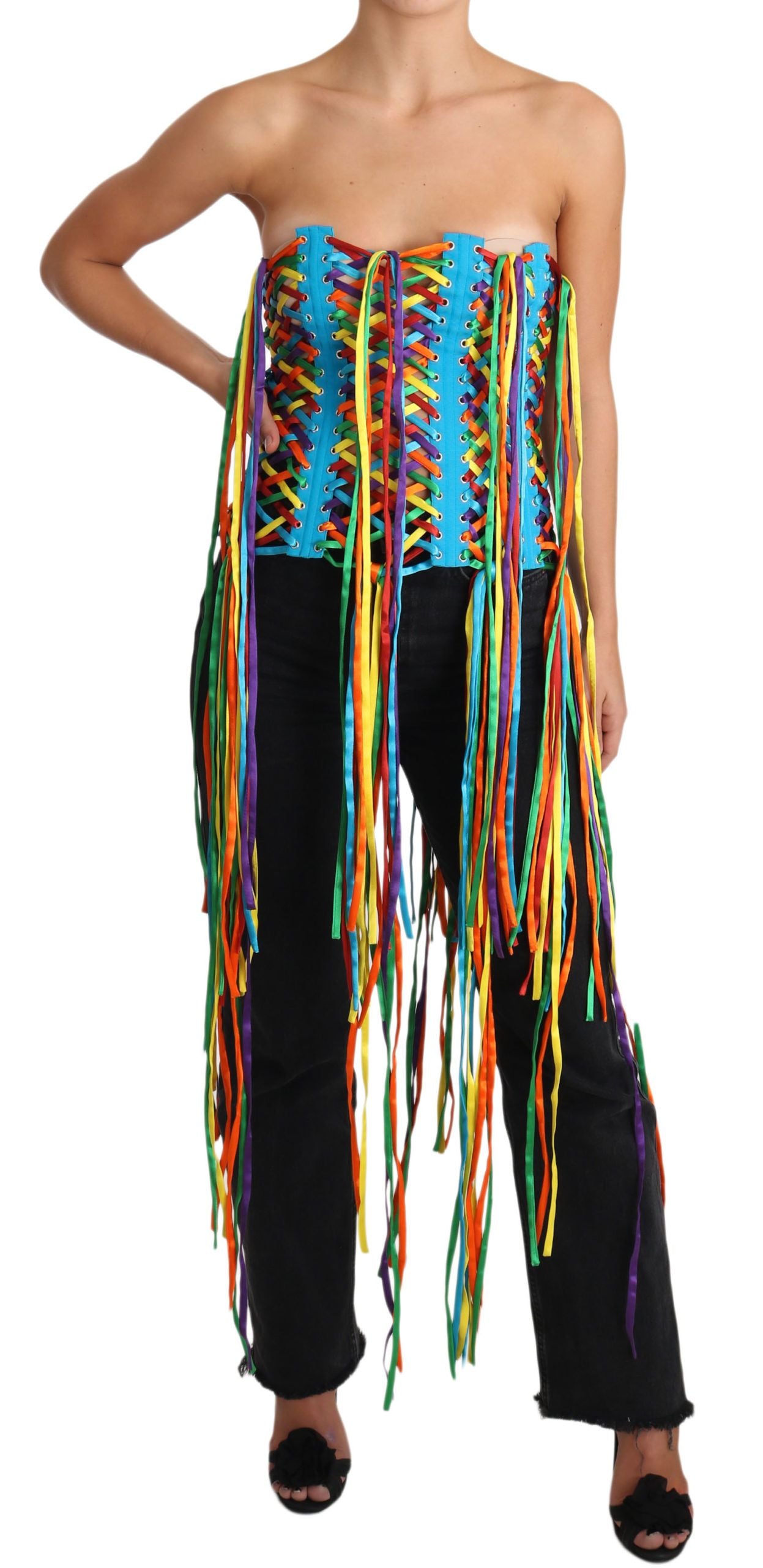 - Multicolor Strapless Bustier Corset Top