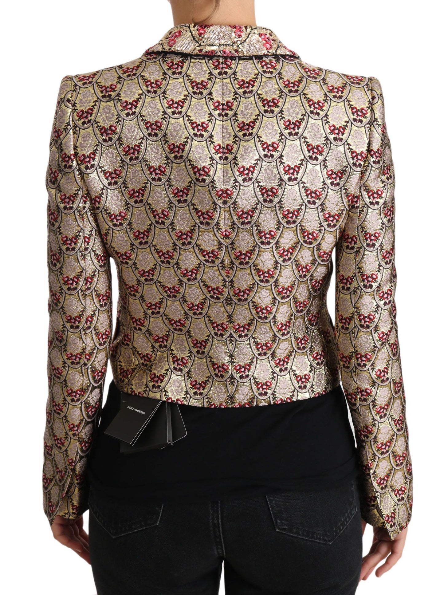 - Glittering Gold Floral Sequined Blazer Jacket