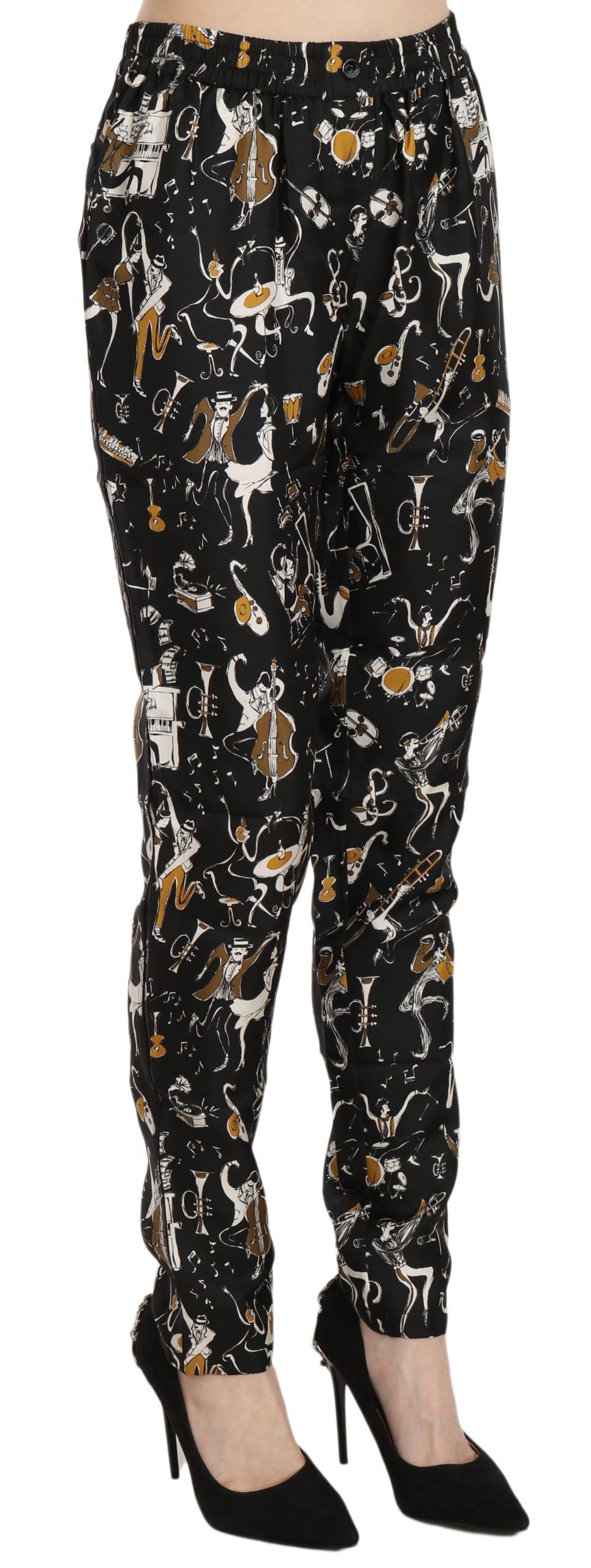 - Elegant High Waist Tapered Silk Pants