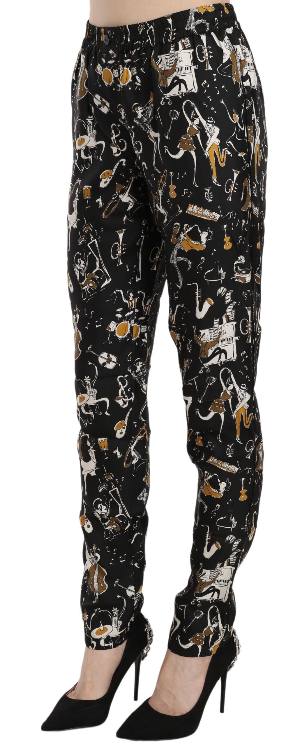 - Elegant High Waist Tapered Silk Pants