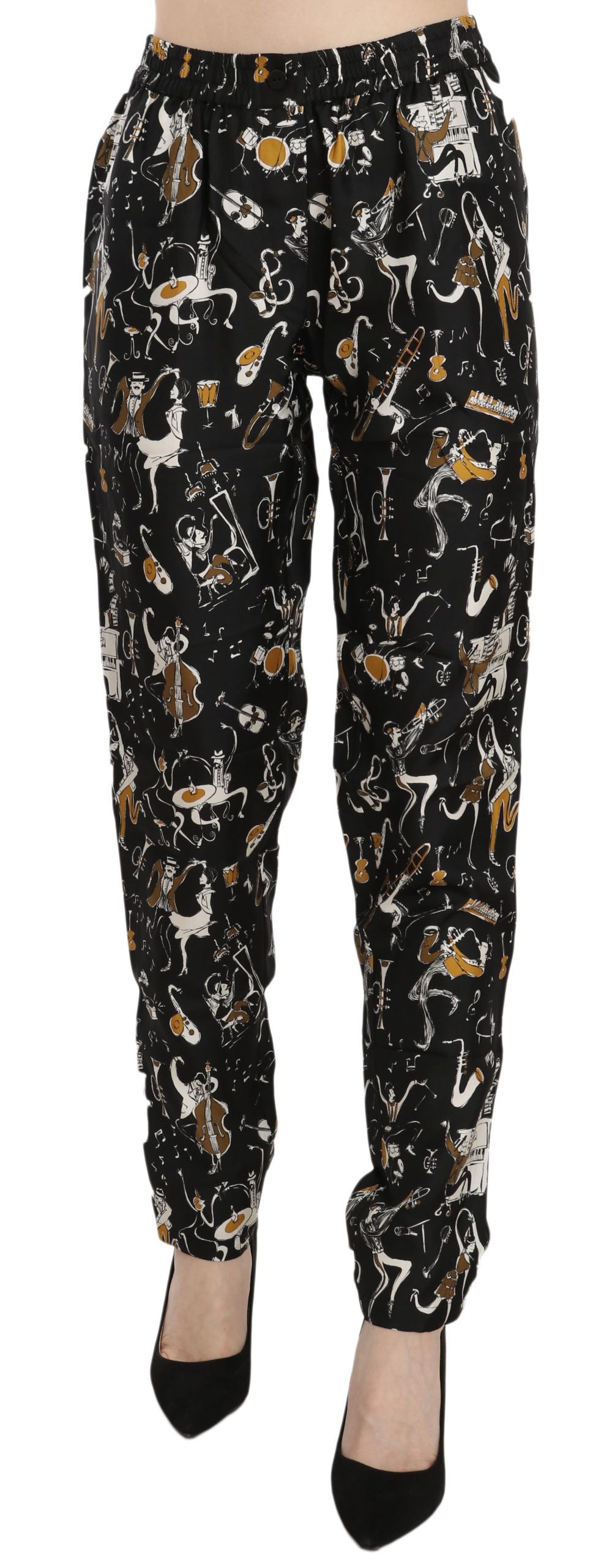 - Elegant High Waist Tapered Silk Pants