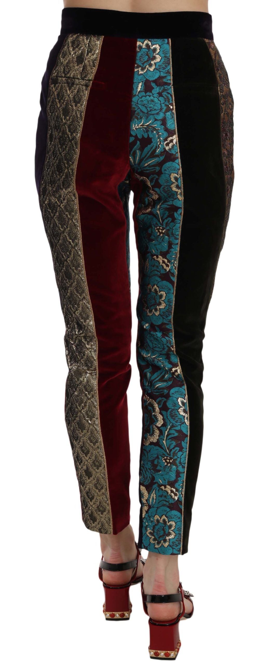- Elegant Multicolor Jacquard Cropped Pants