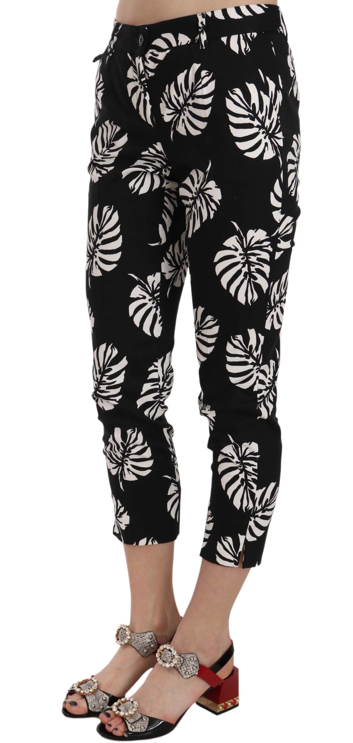 - Elegant Skinny Capri With Palm Print