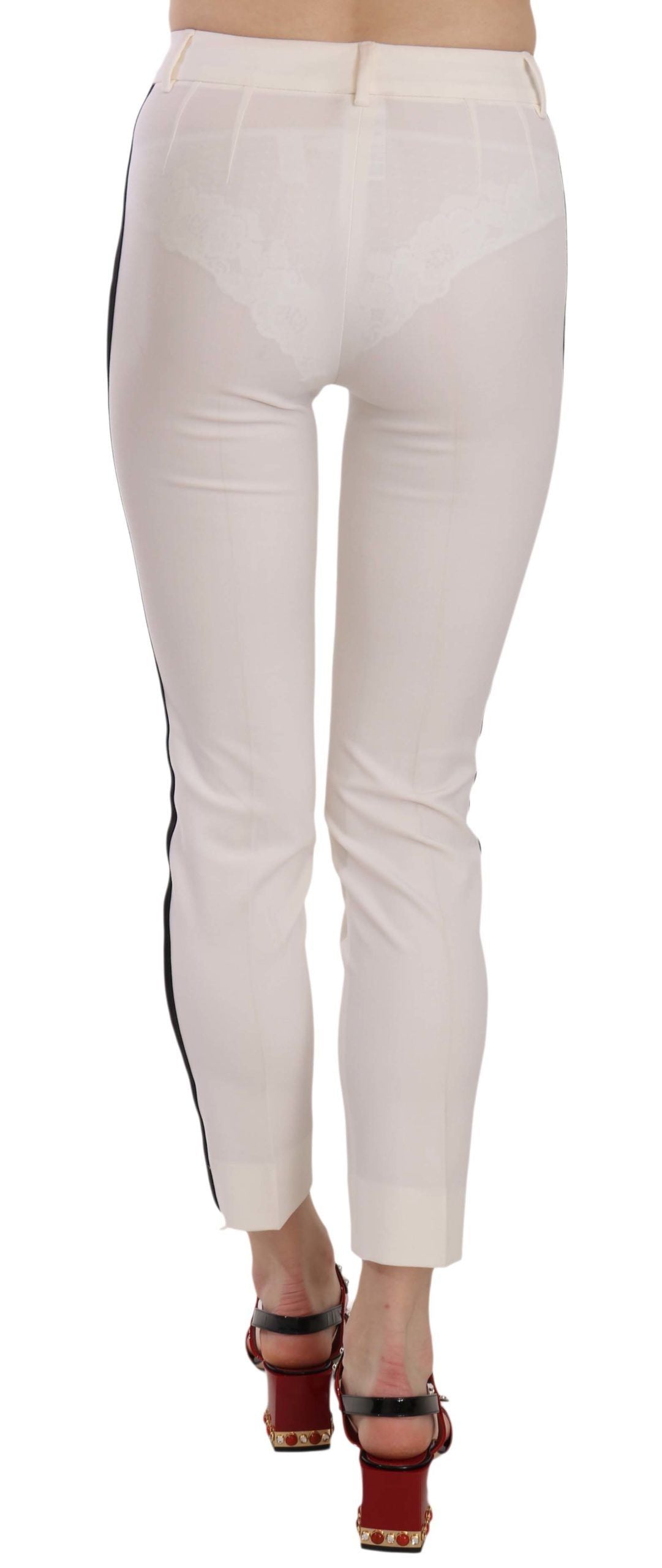 - Elegant Side Stripe Cropped Wool Trousers