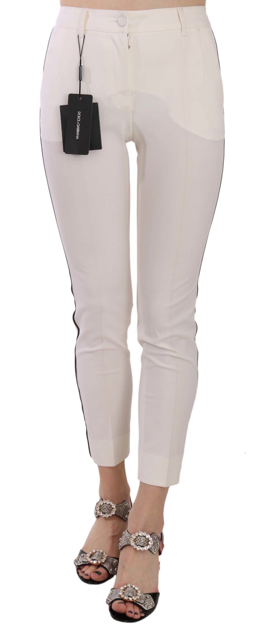 - Elegant Side Stripe Cropped Wool Trousers