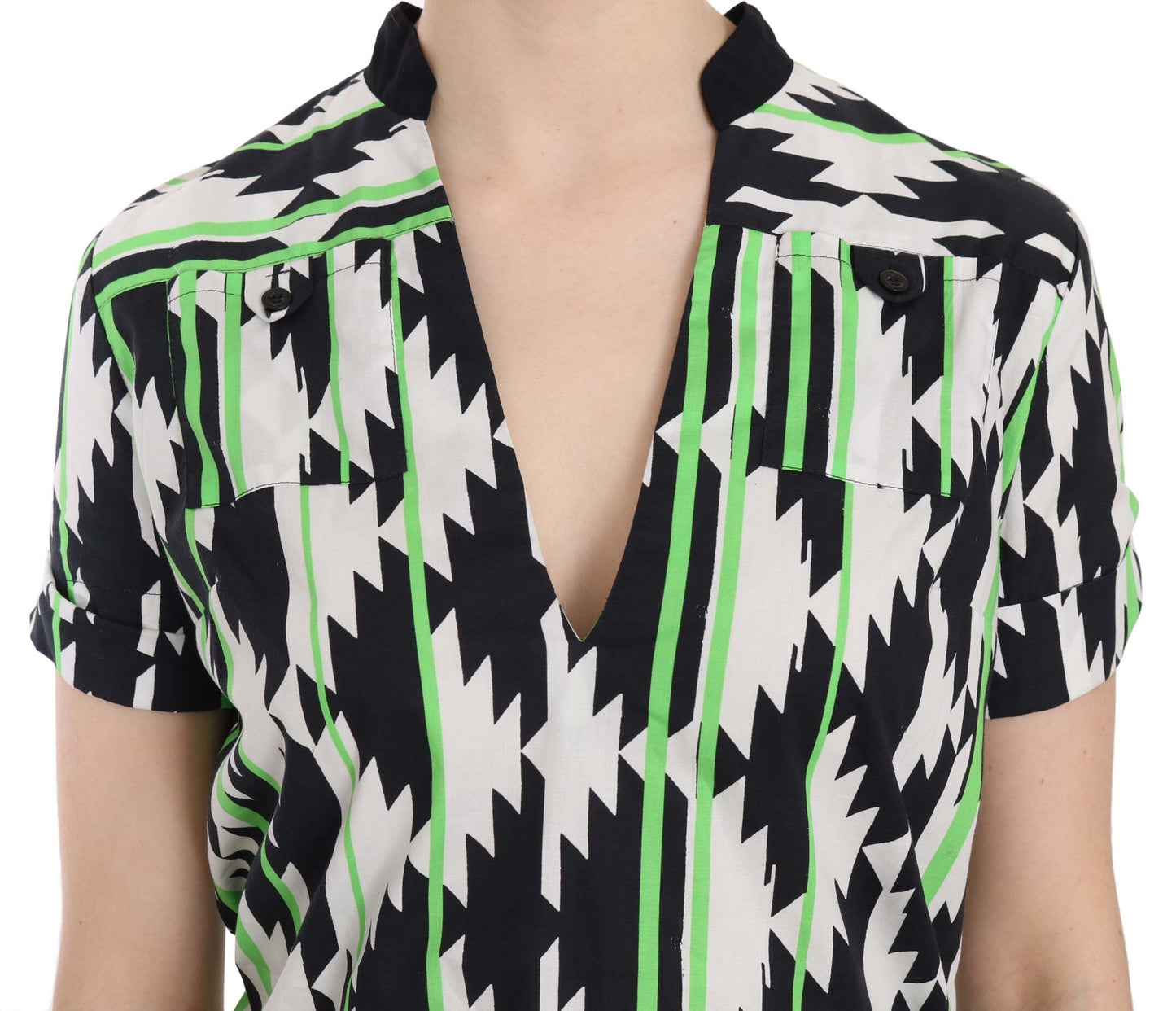 - Glam Short Sleeve Plunging Neck Top