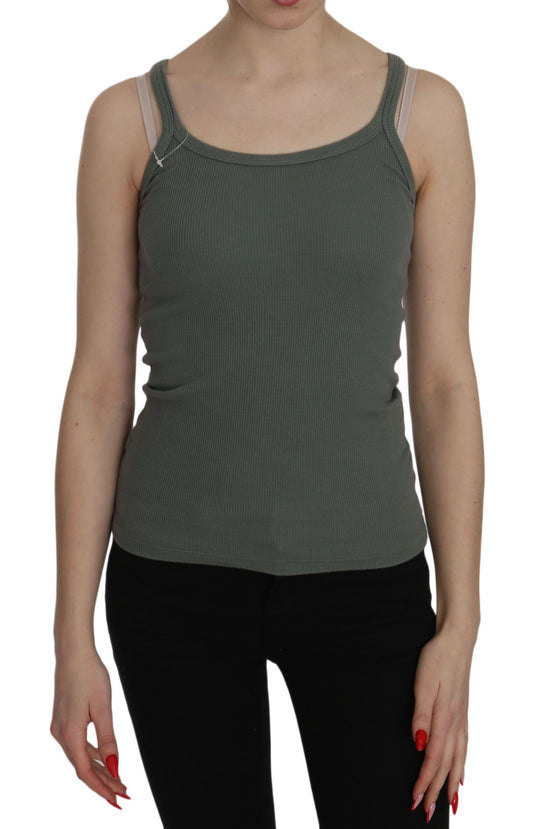 - Chic Green Spaghetti Strap Casual Tank Top