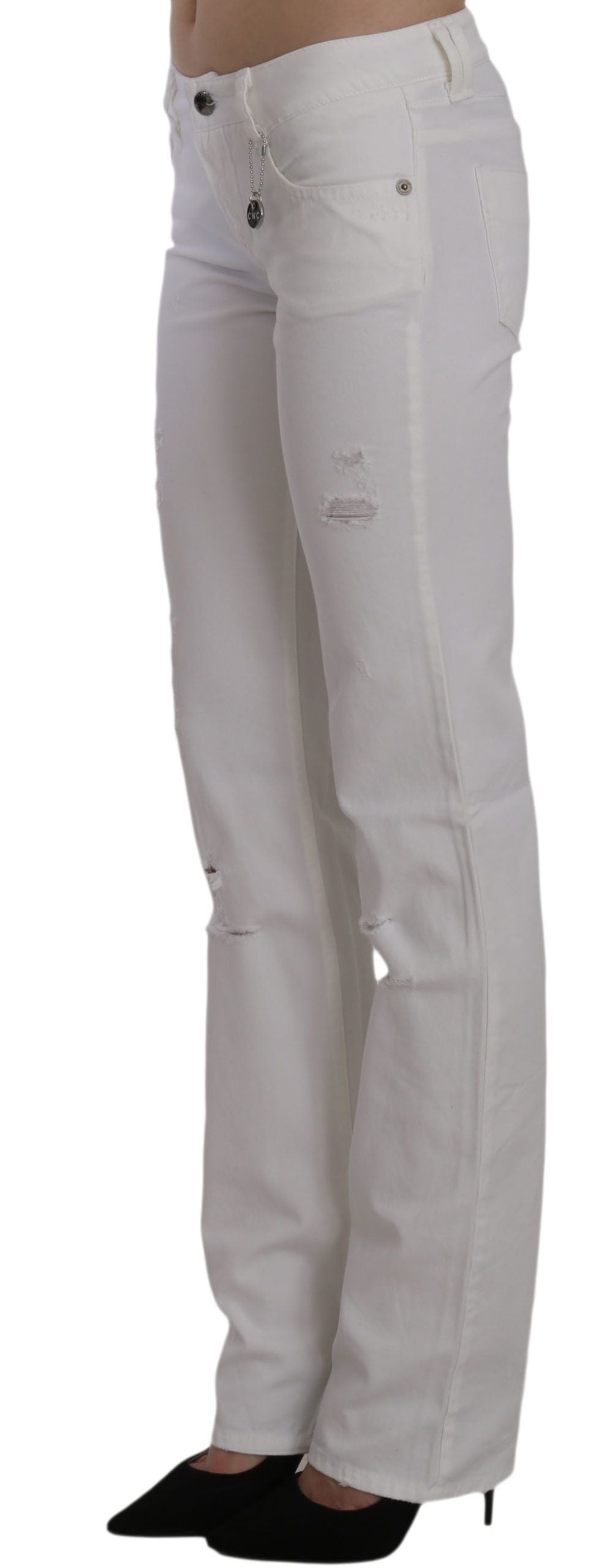 - White Slim Fit Cotton Jeans