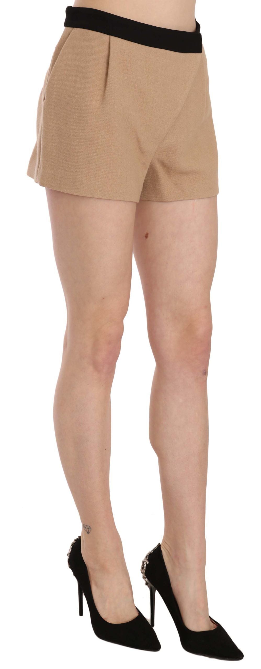 - Chic Beige Mid Waist Mini Shorts
