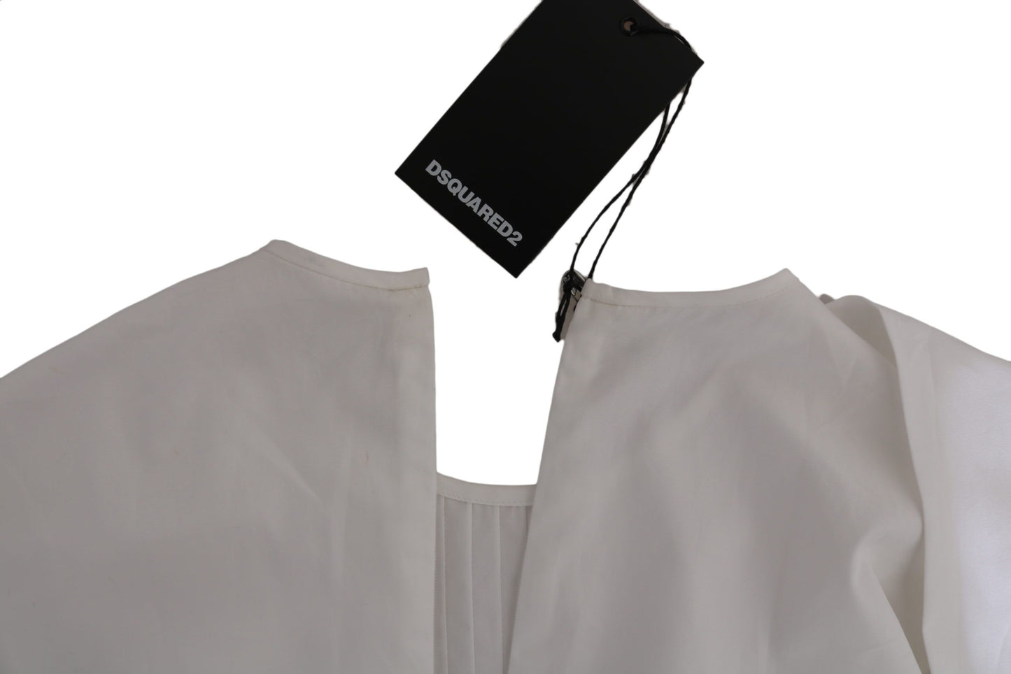 - Elegant White Cotton Crew Neck Top
