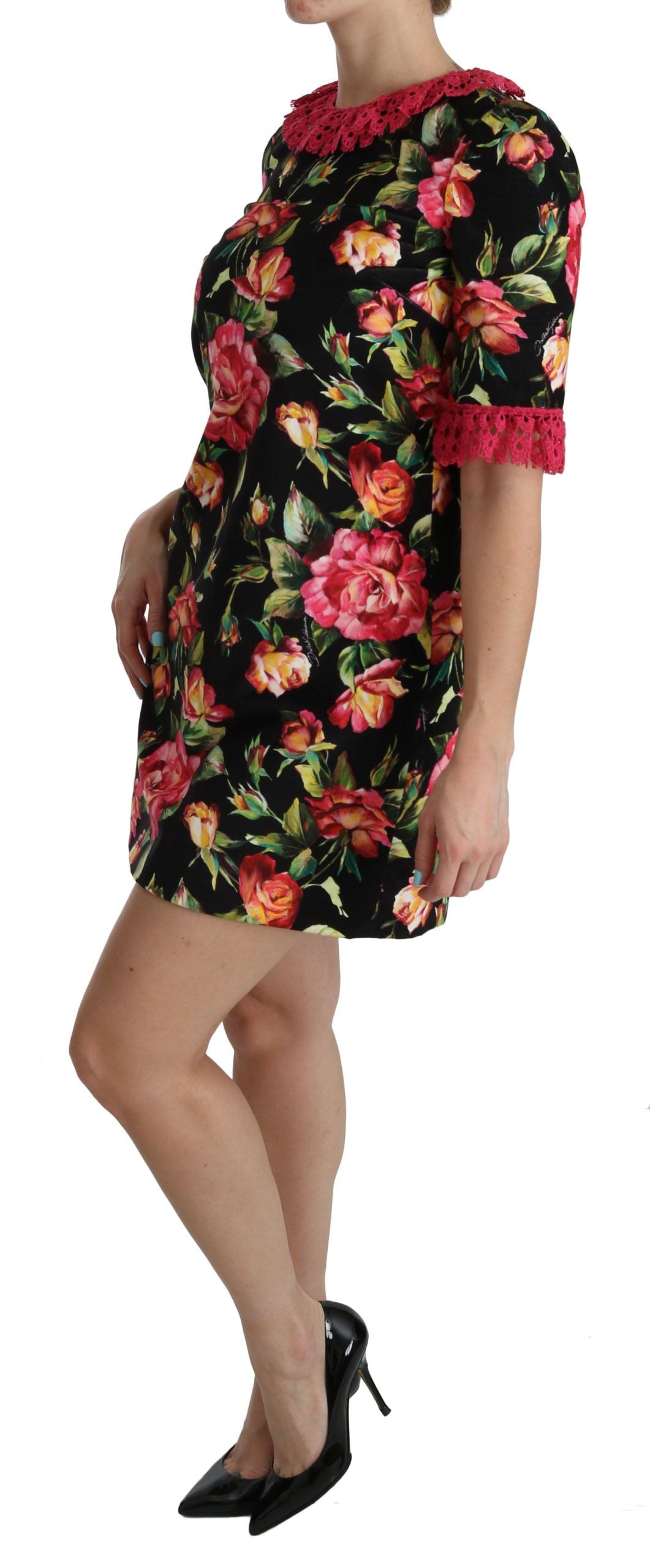 - Elegant Floral Lace A-Line Mini Dress