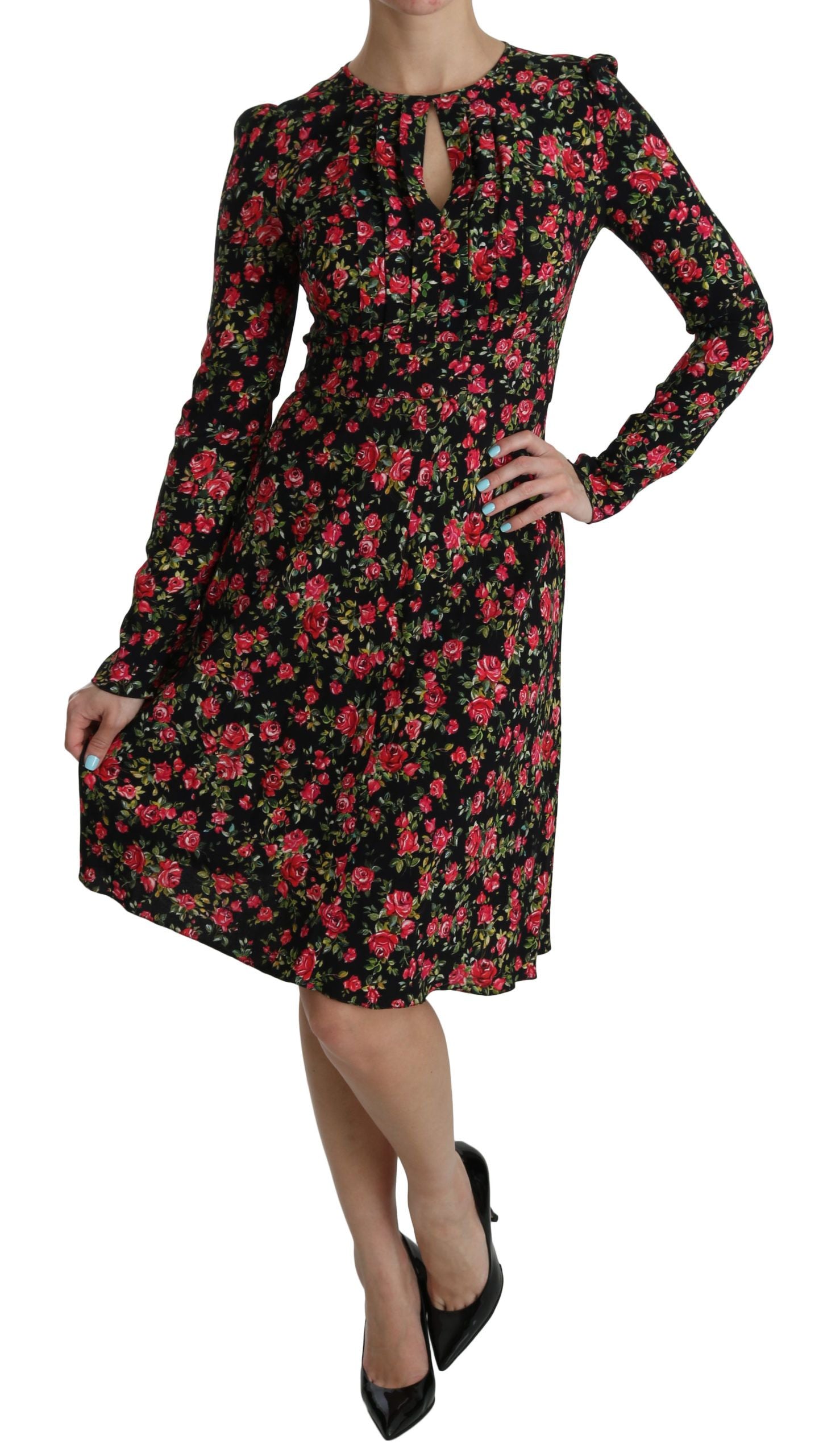 - Floral A-Line Viscose Knee Length Dress