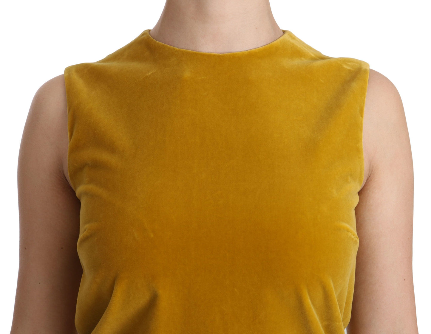 - Mustard Velvet Shift Mini Dress