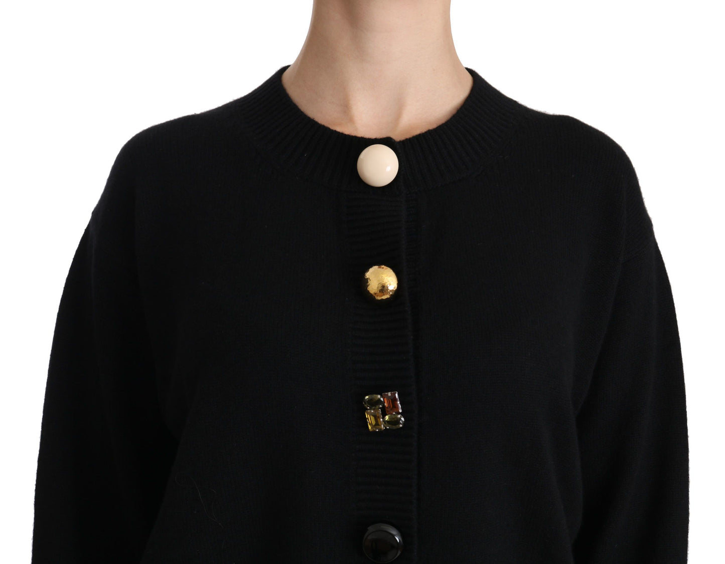 - Elegant Black Cashmere Cardigan Top