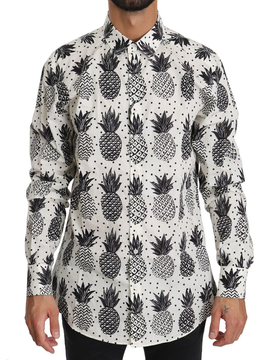 - Elegant White Cotton Casual Shirt