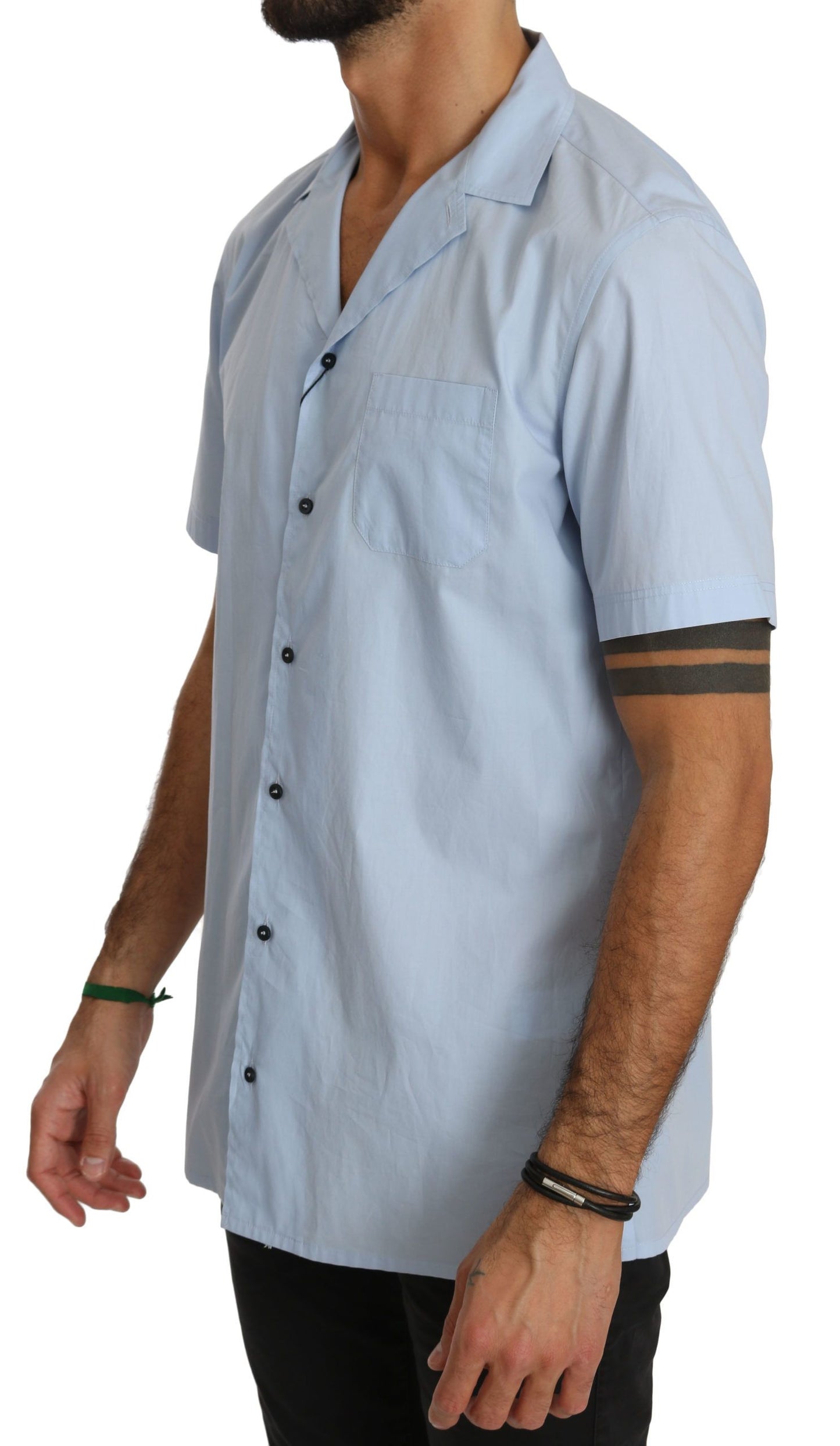- Elegant Blue Cotton Casual Shirt