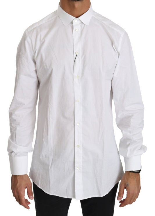 - Elegant White Cotton Gold Fit Shirt