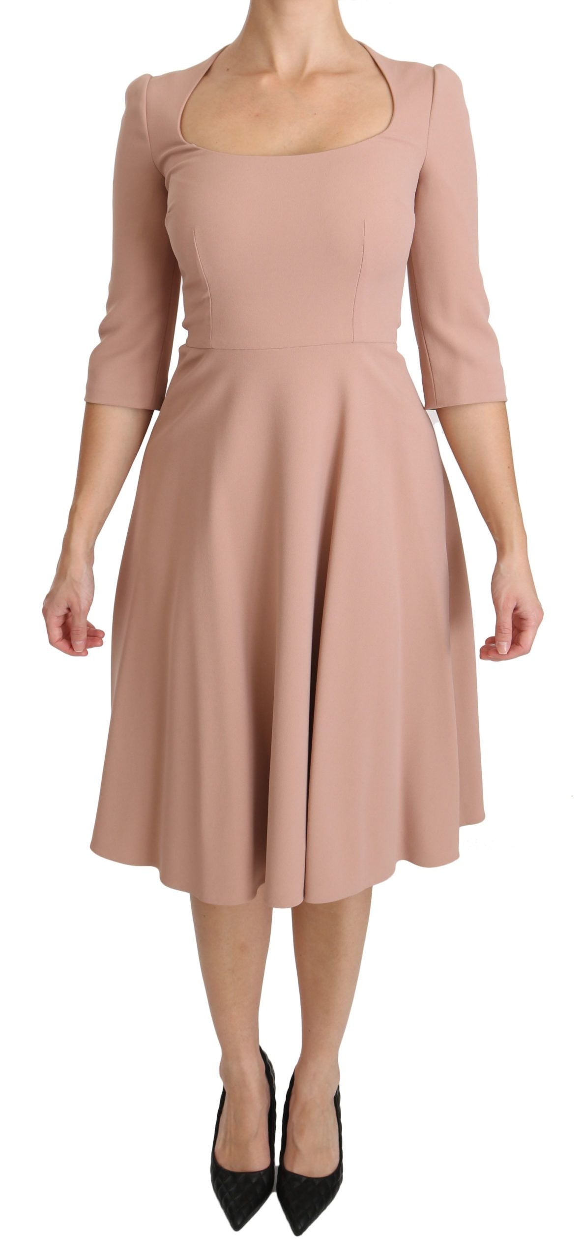 - Elegant Light Pink A-Line Knee Length Dress