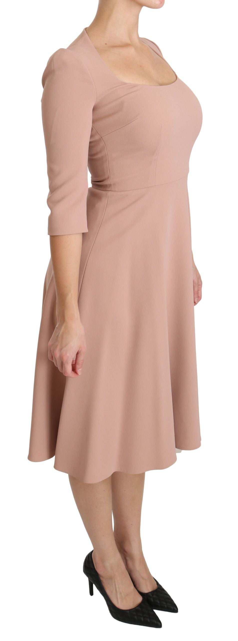 - Elegant Light Pink A-Line Knee Length Dress