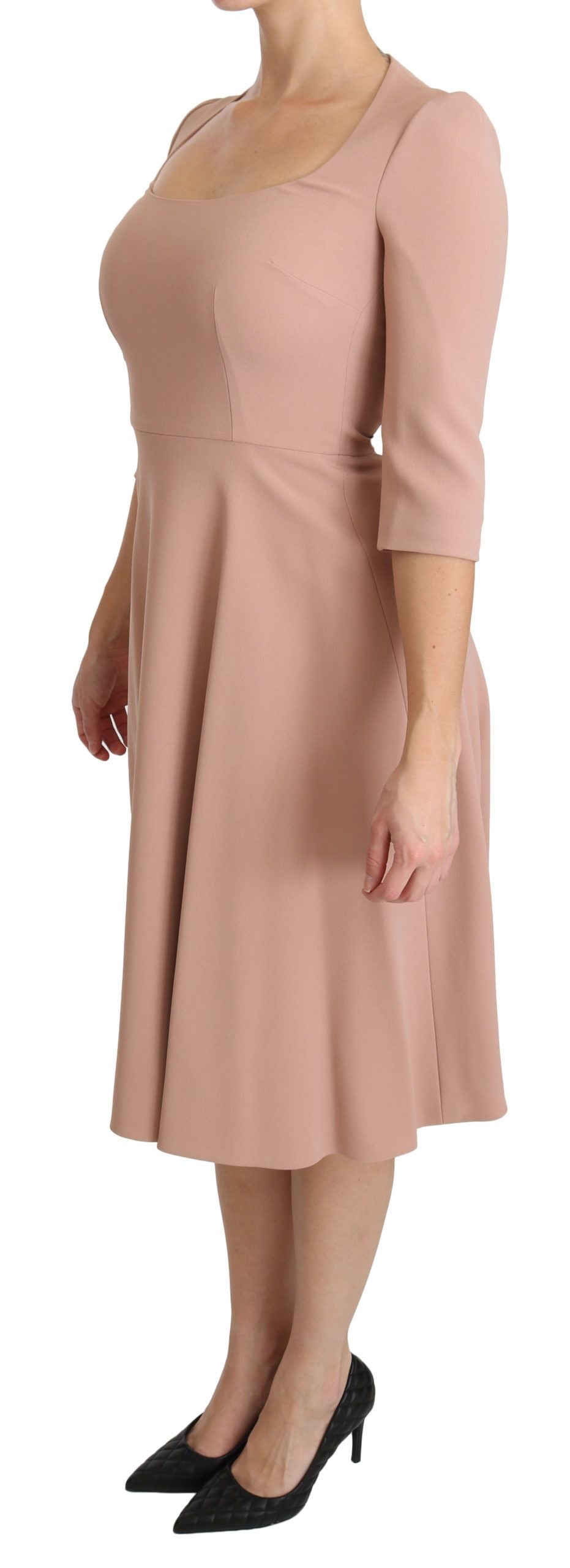 - Elegant Light Pink A-Line Knee Length Dress