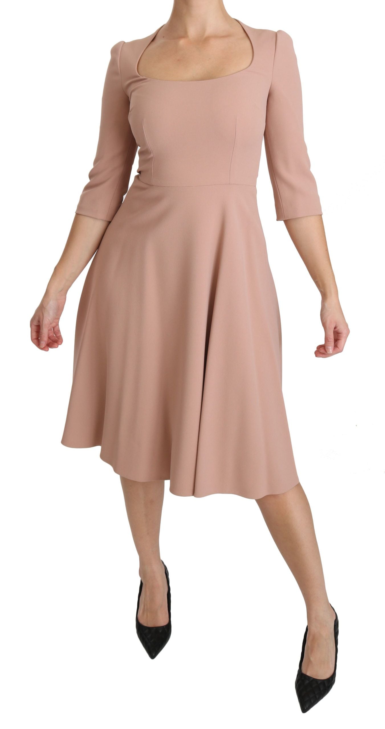 - Elegant Light Pink A-Line Knee Length Dress
