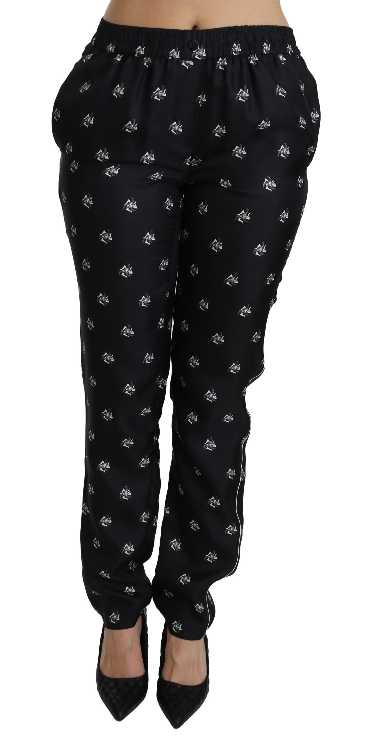- Elegant Mid Waist Skinny Silk Pants