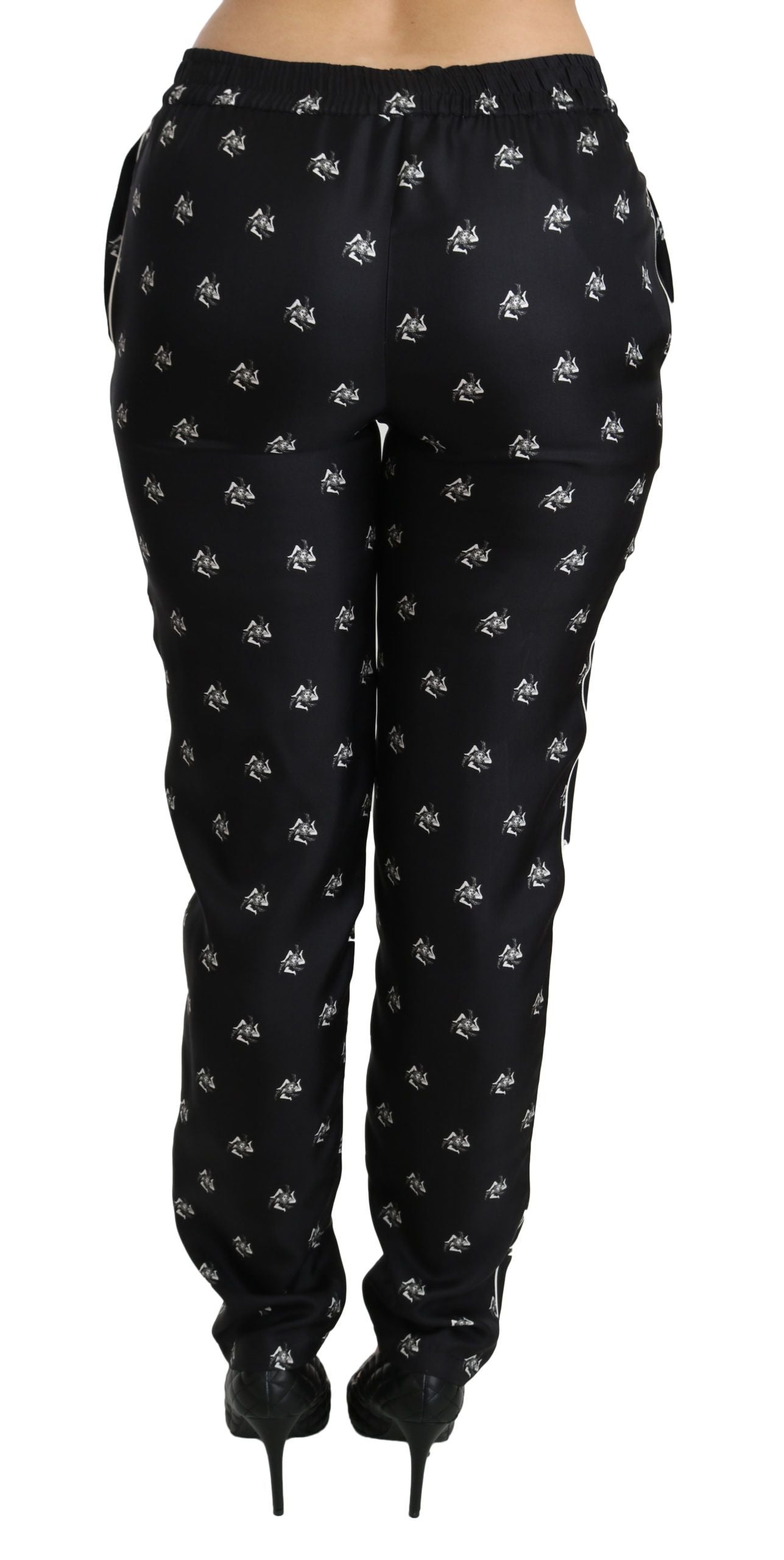 - Elegant Mid Waist Skinny Silk Pants
