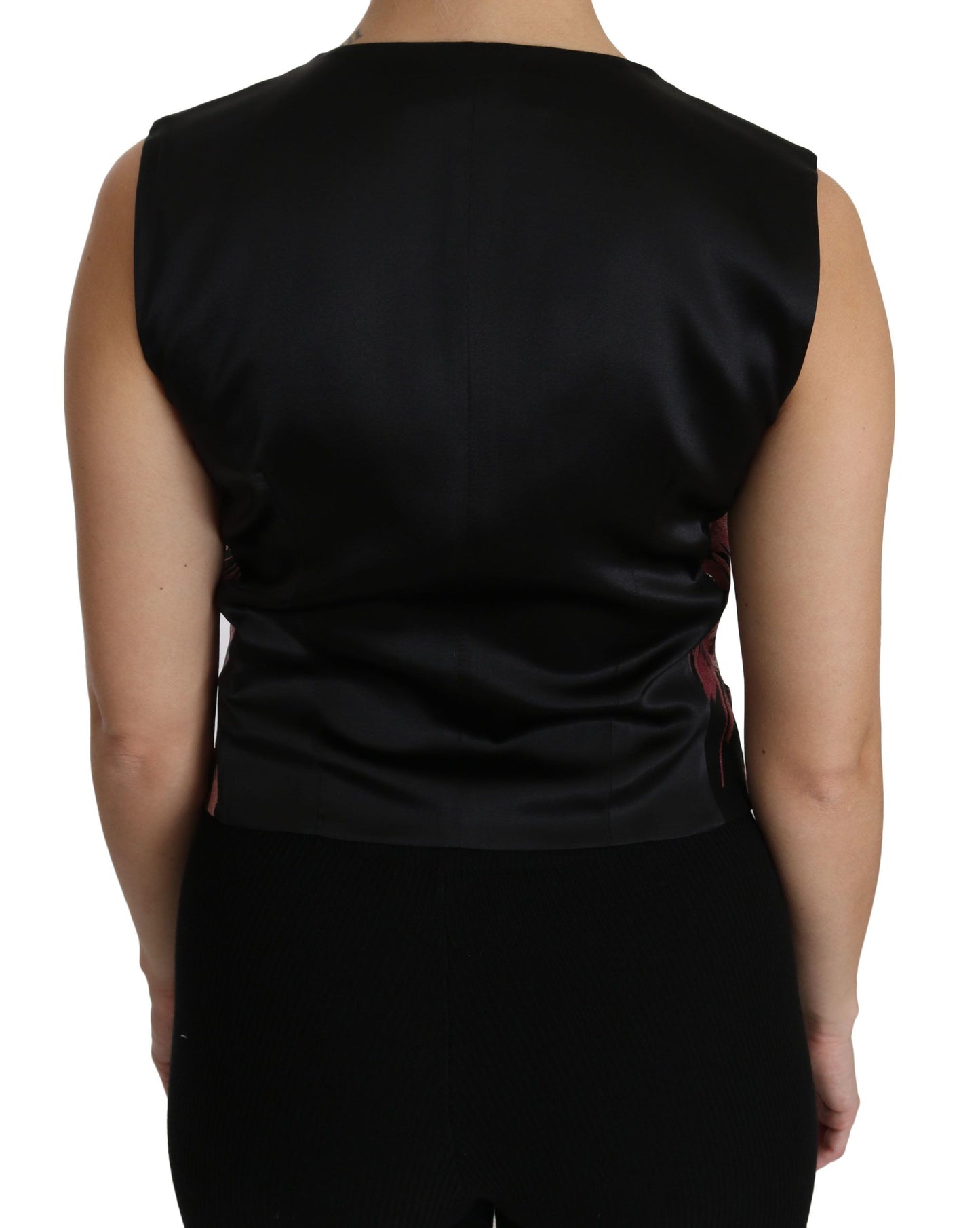 - Elegant Floral Brocade Plunging Vest Top