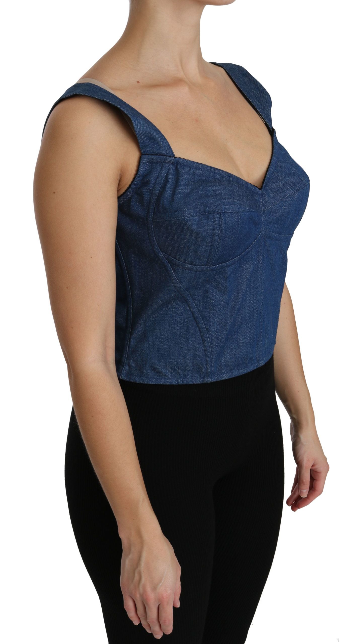 - Elegant Sleeveless Bustier Top in Blue