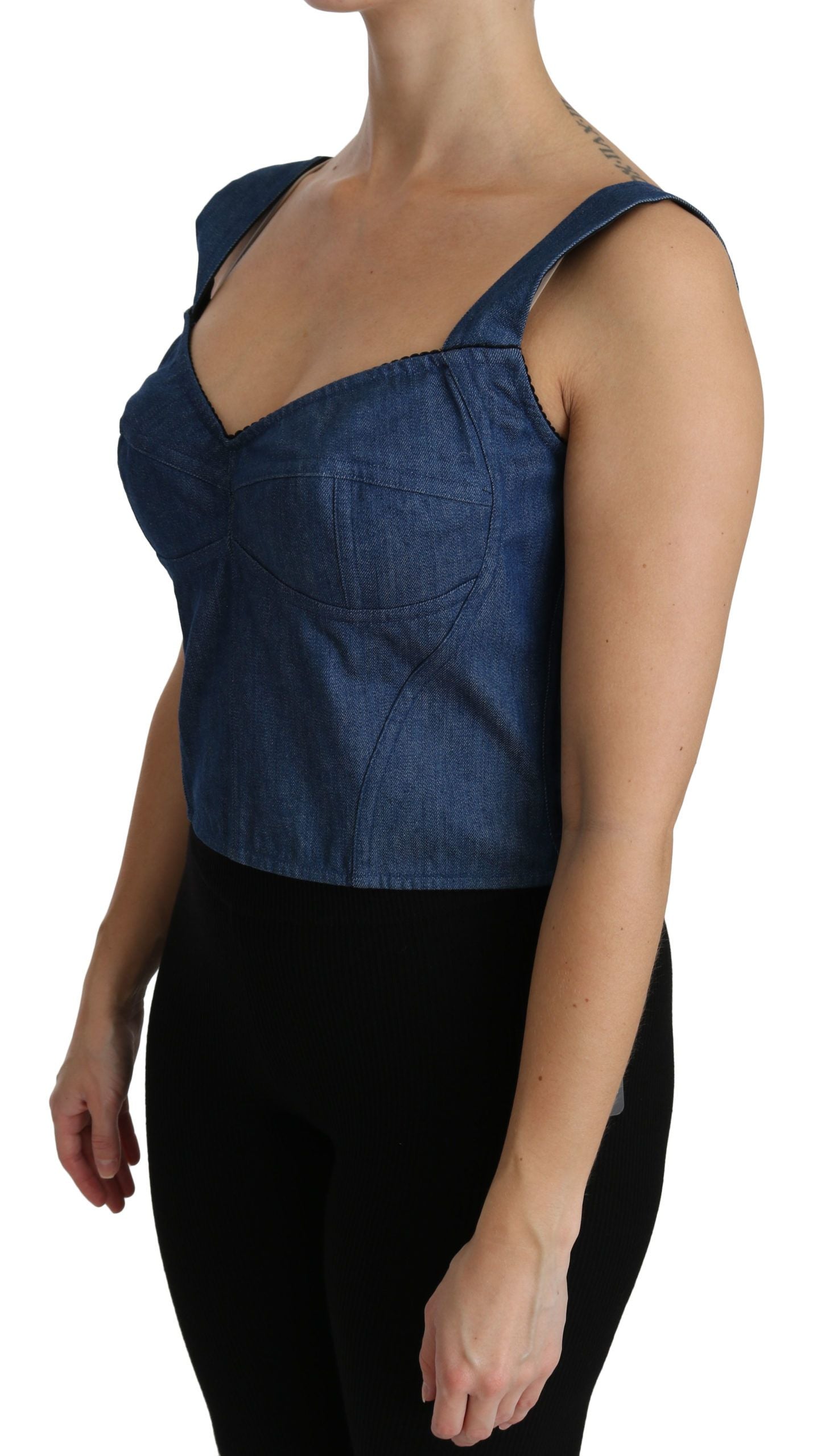 - Elegant Sleeveless Bustier Top in Blue