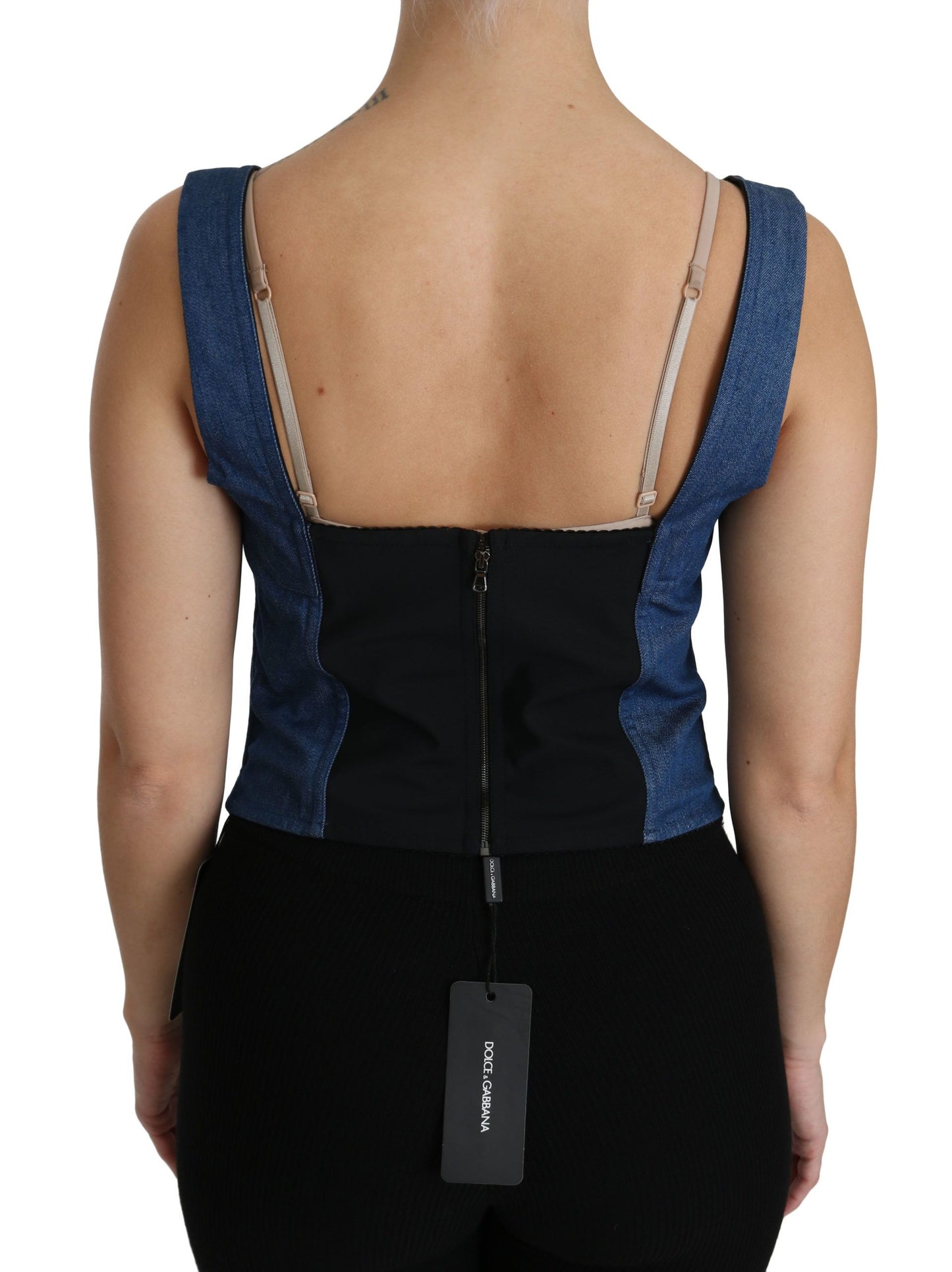 - Elegant Sleeveless Bustier Top in Blue