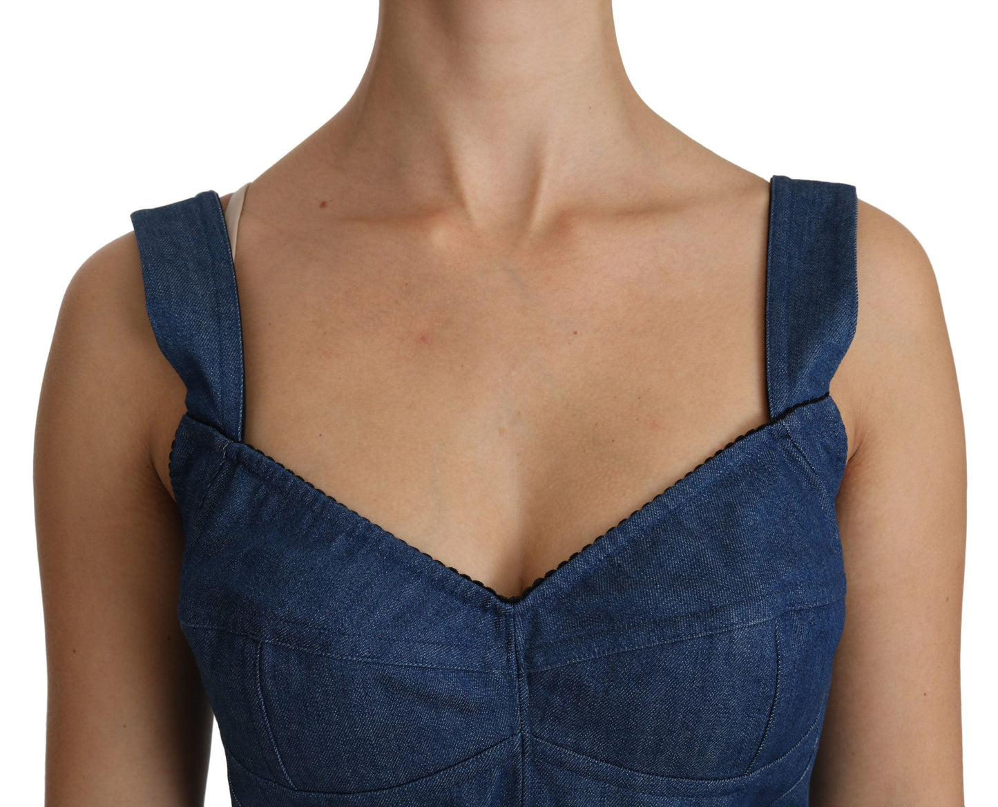 - Elegant Sleeveless Bustier Top in Blue