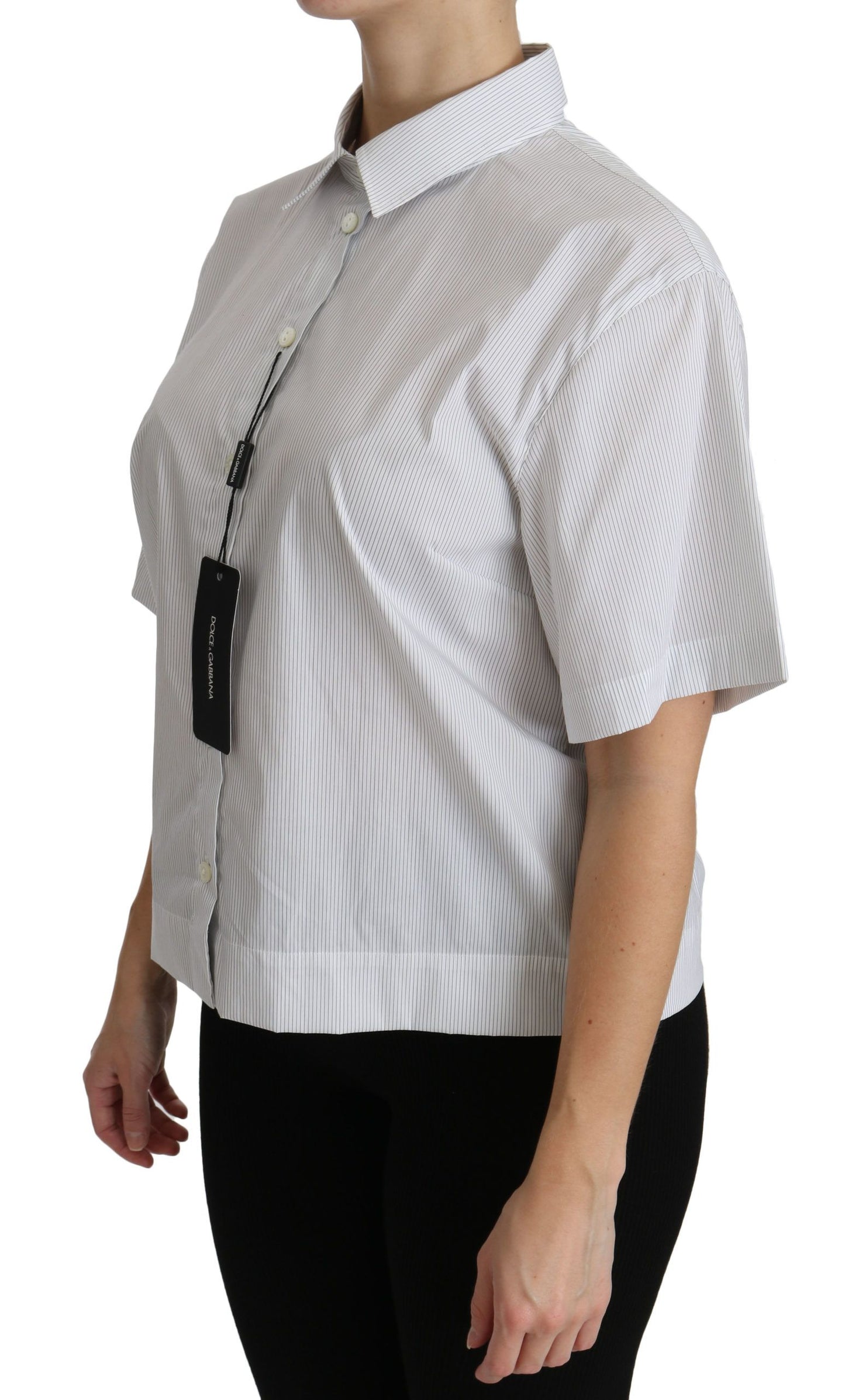 - Elegant White Cotton Polo Top
