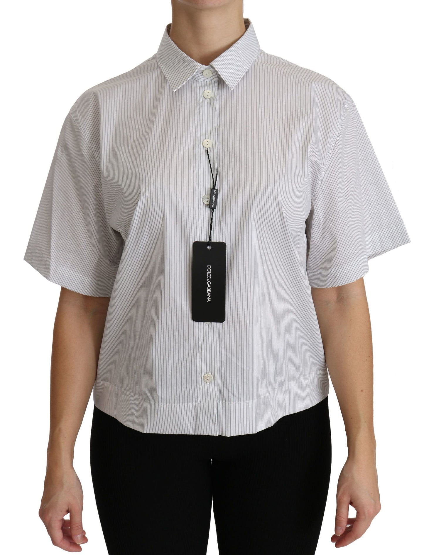- Elegant White Cotton Polo Top