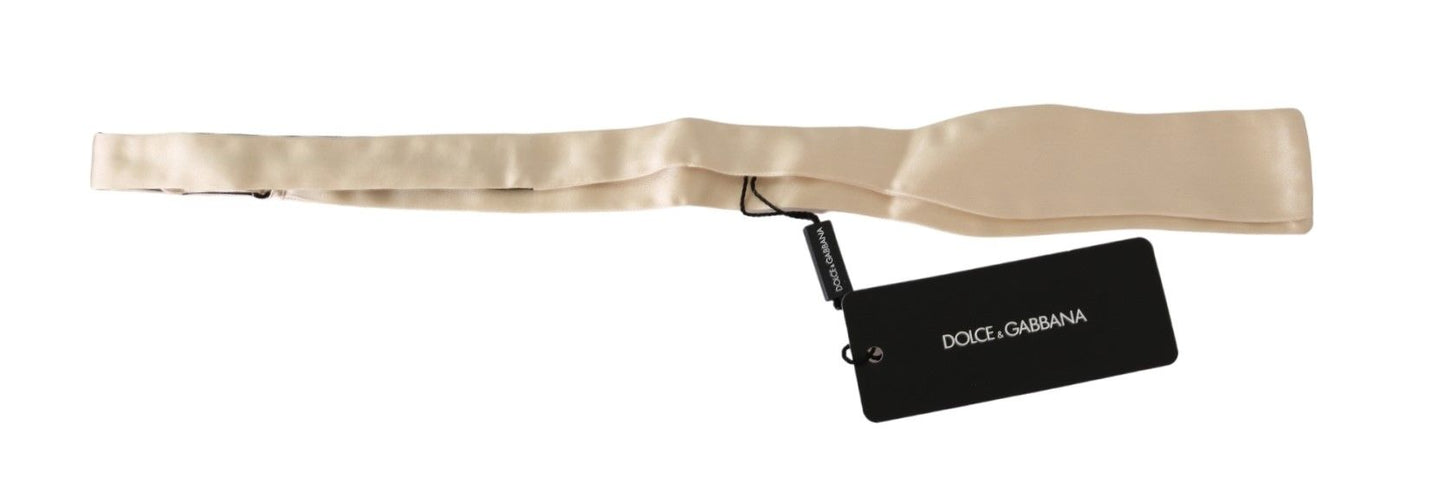 - Elegant Beige Silk Bowtie