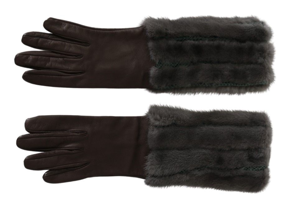 - Elegant Mid-Arm Leather Gloves in Brown