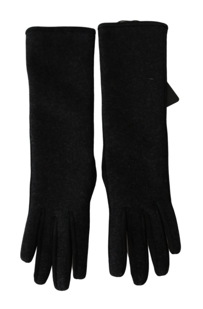 - Elegant Mid-Length Wool Gloves in Black