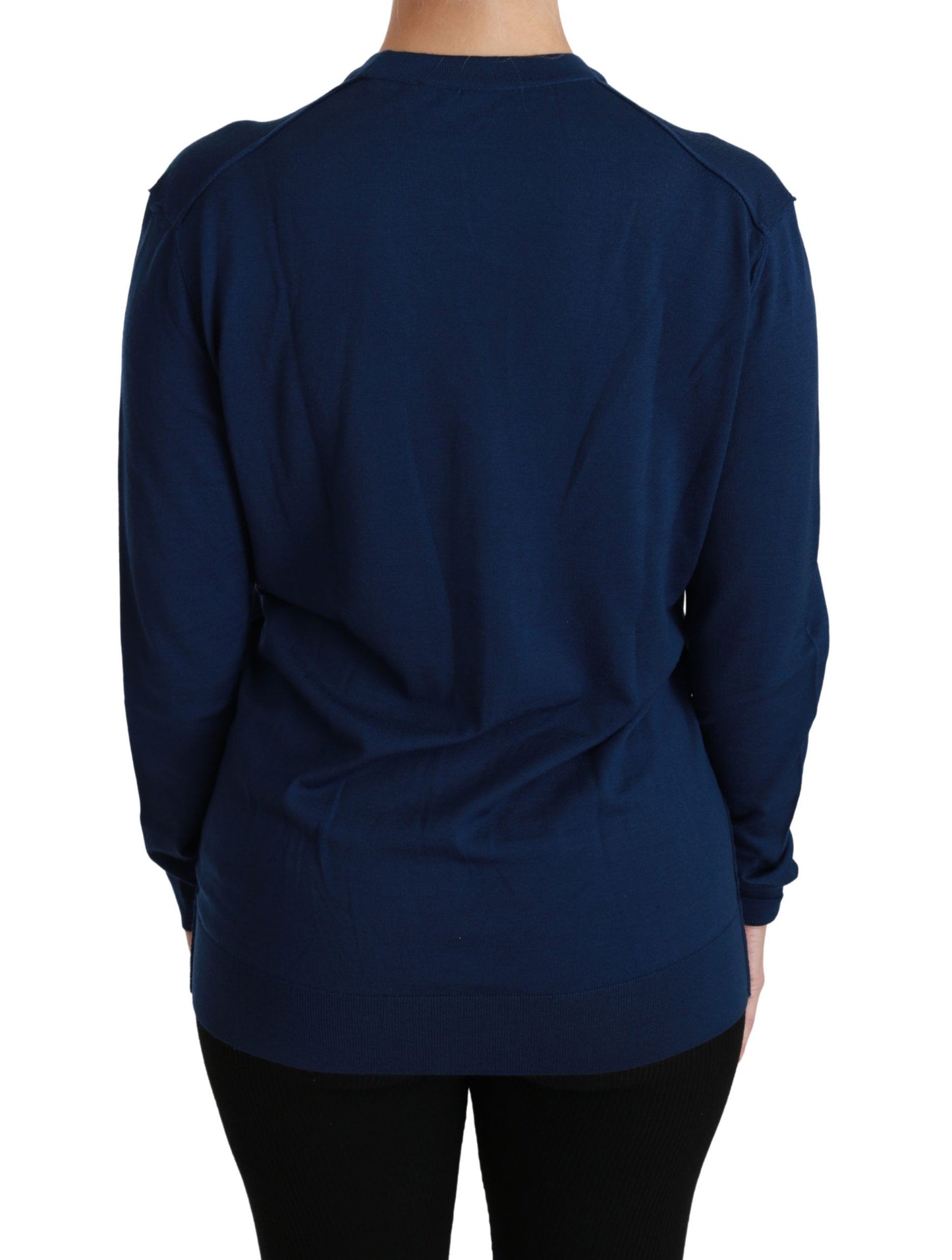 - Elegant Blue Virgin Wool Cardigan