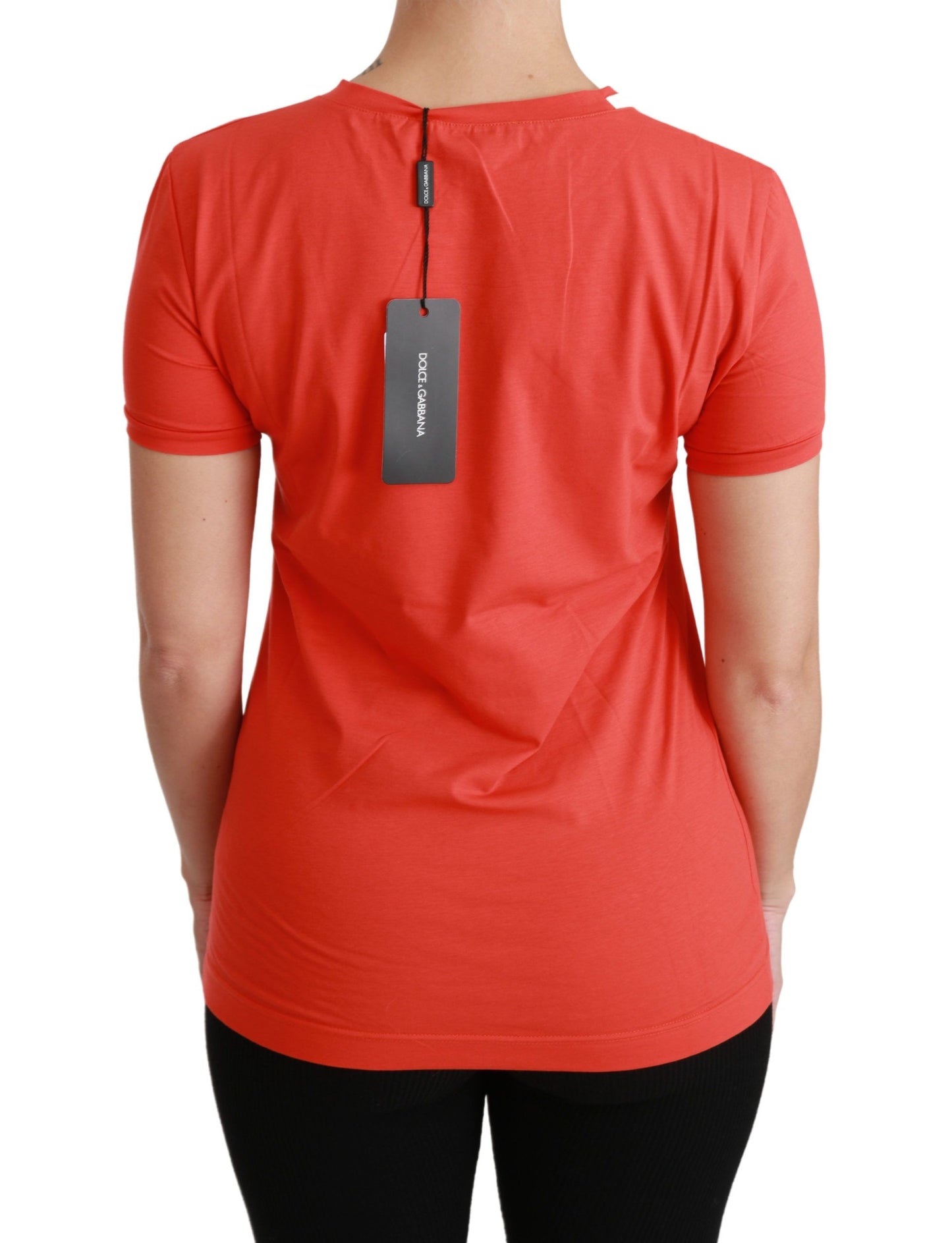 - Elegant Red Crewneck Short Sleeve Tee