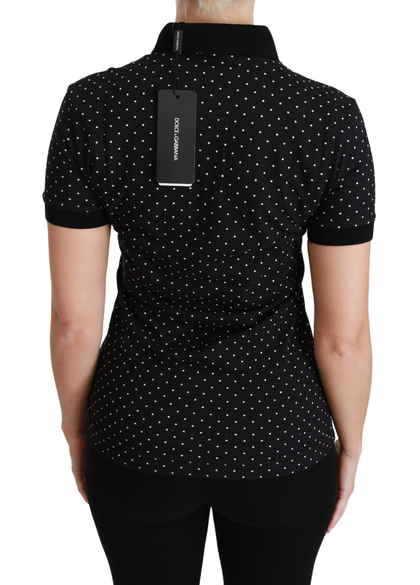 - Elegant Black Dotted Polo Shirt