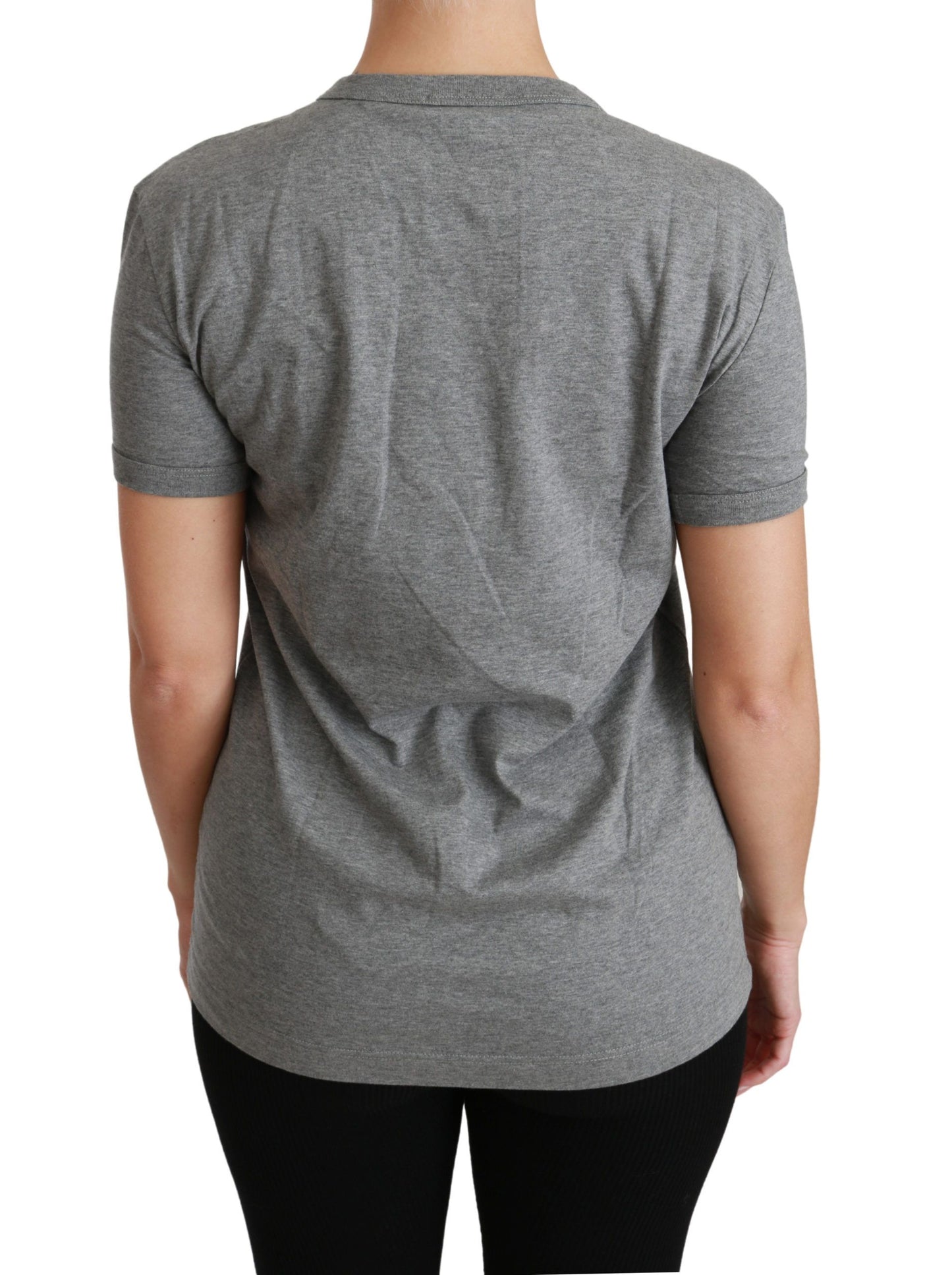 - Chic Gray Amore Patch Crewneck Tee
