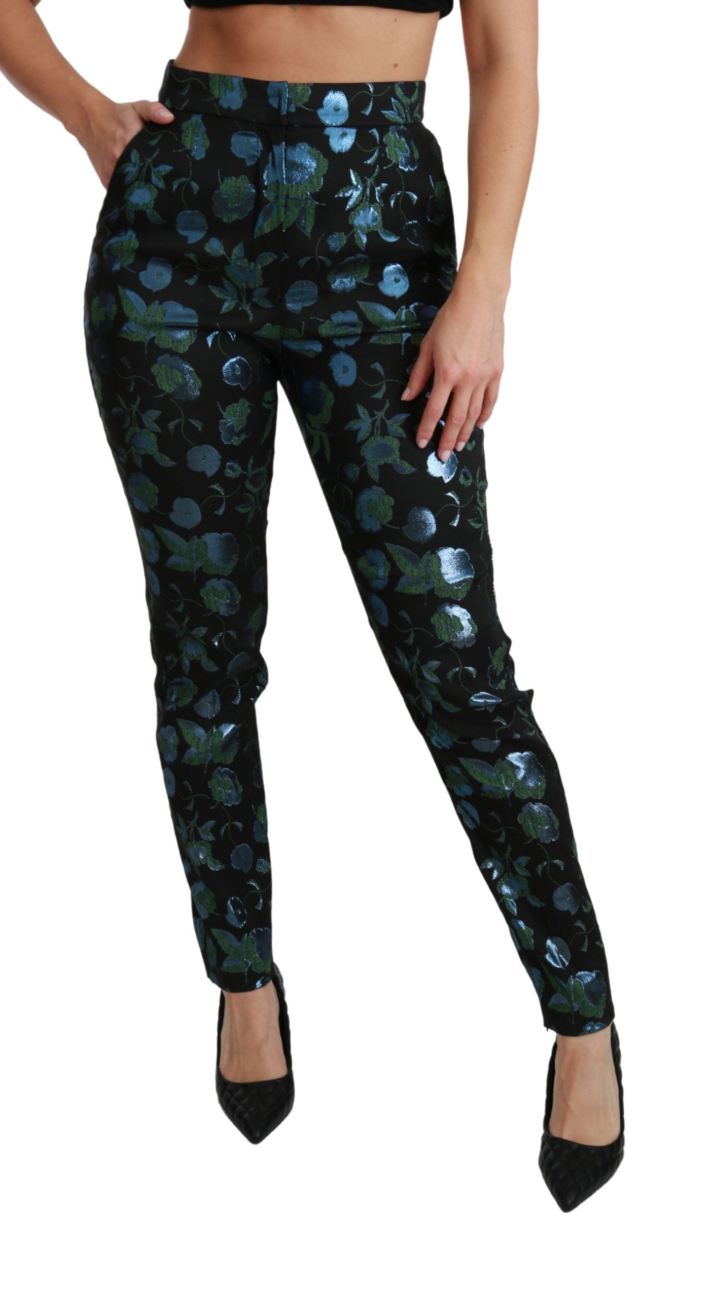 - Floral High Waist Skinny Trousers