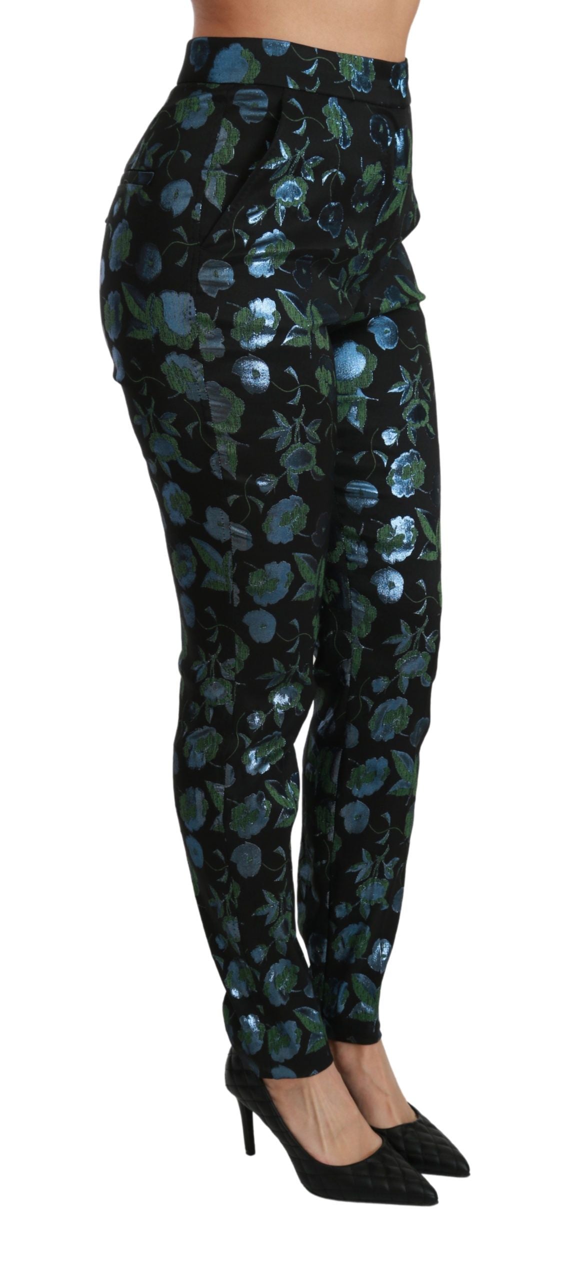 - Floral High Waist Skinny Trousers