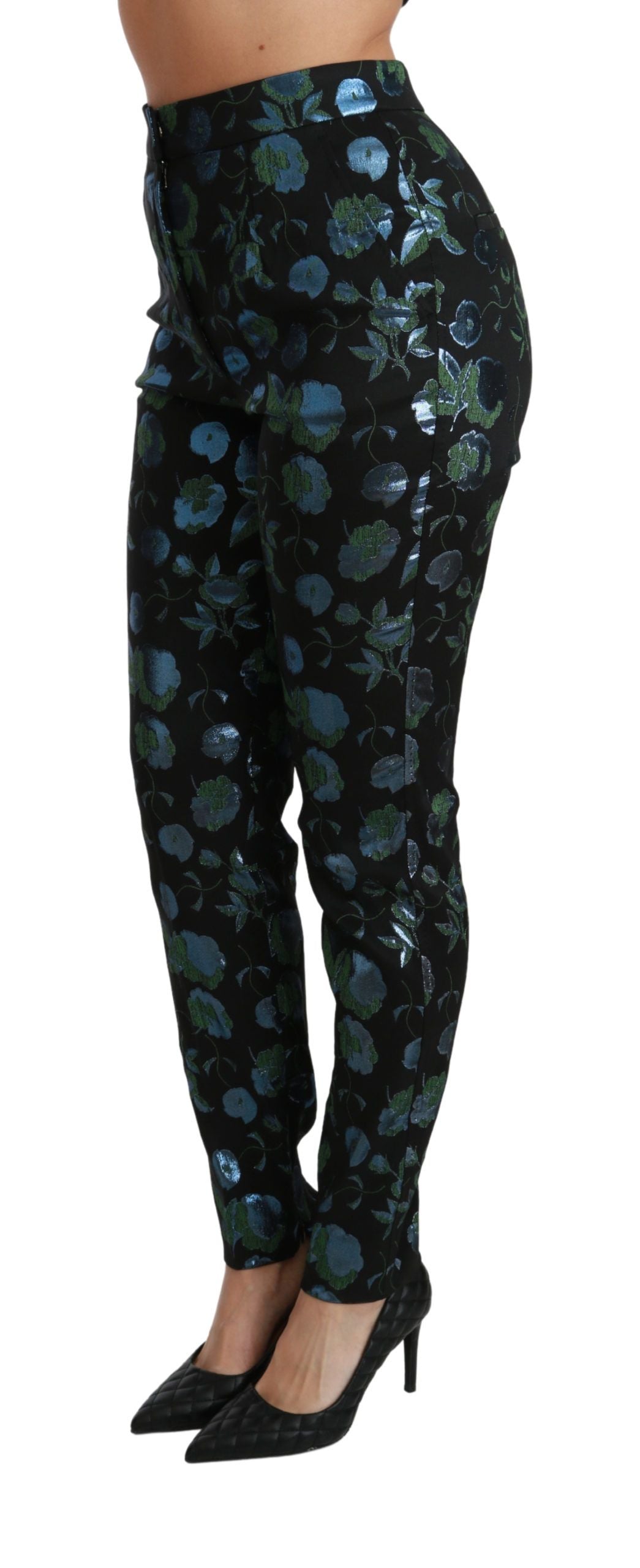 - Floral High Waist Skinny Trousers