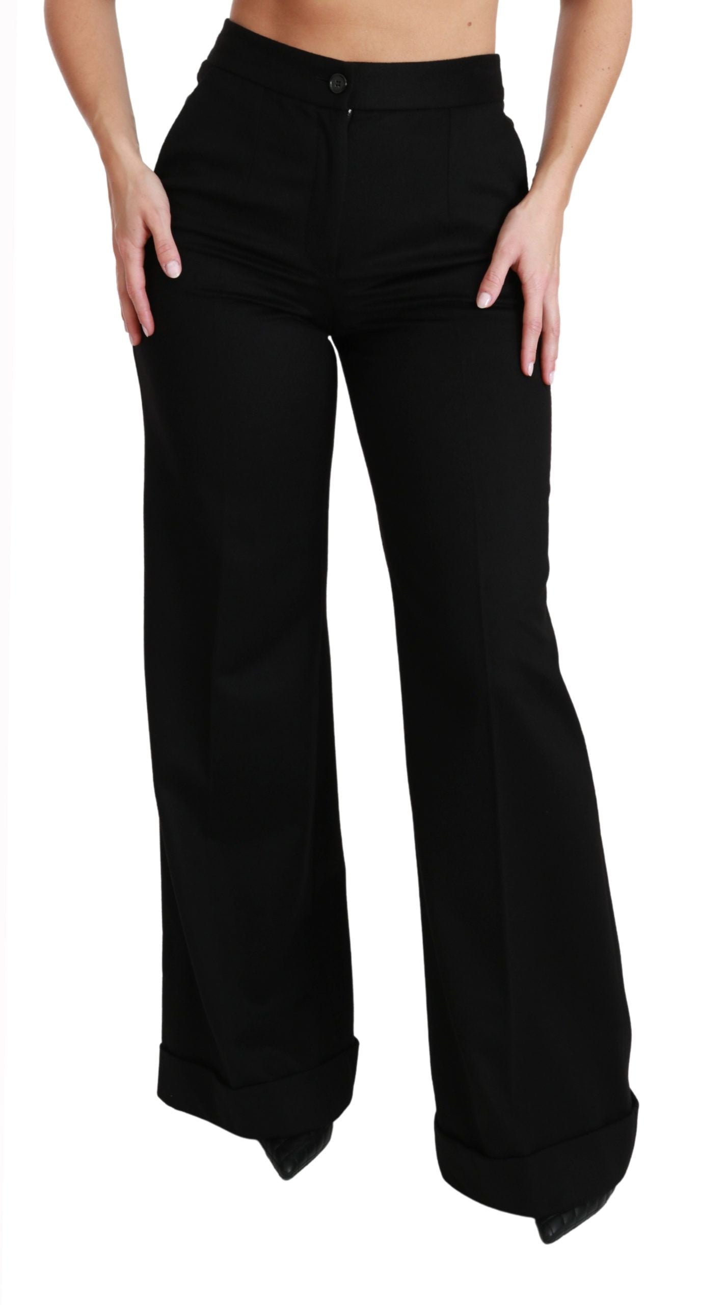 - Elegant High Waist Flared Cashmere Pants
