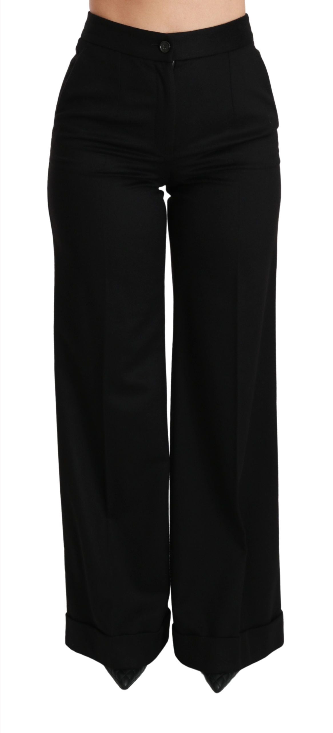 - Elegant High Waist Flared Cashmere Pants