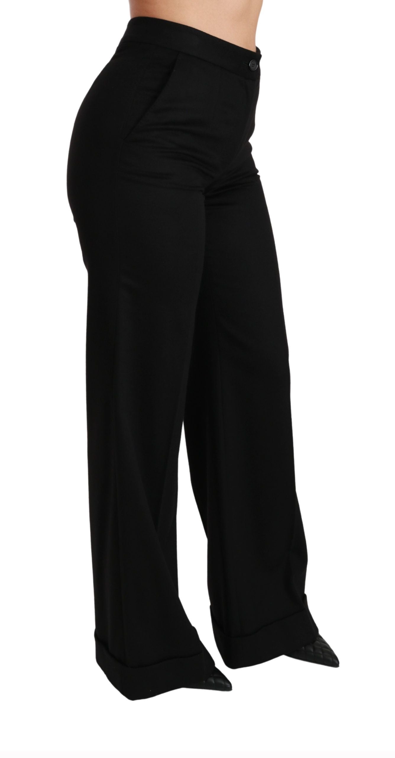 - Elegant High Waist Flared Cashmere Pants