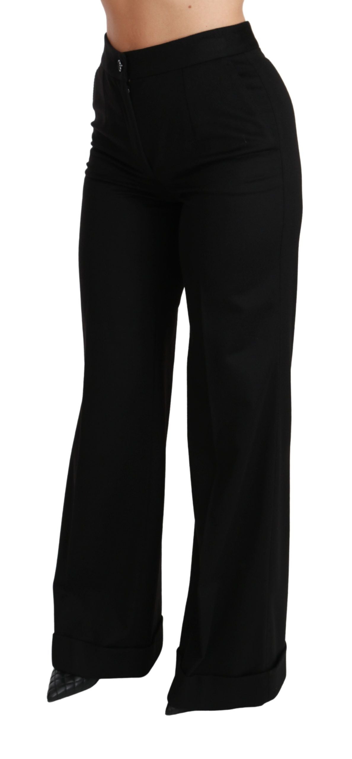 - Elegant High Waist Flared Cashmere Pants