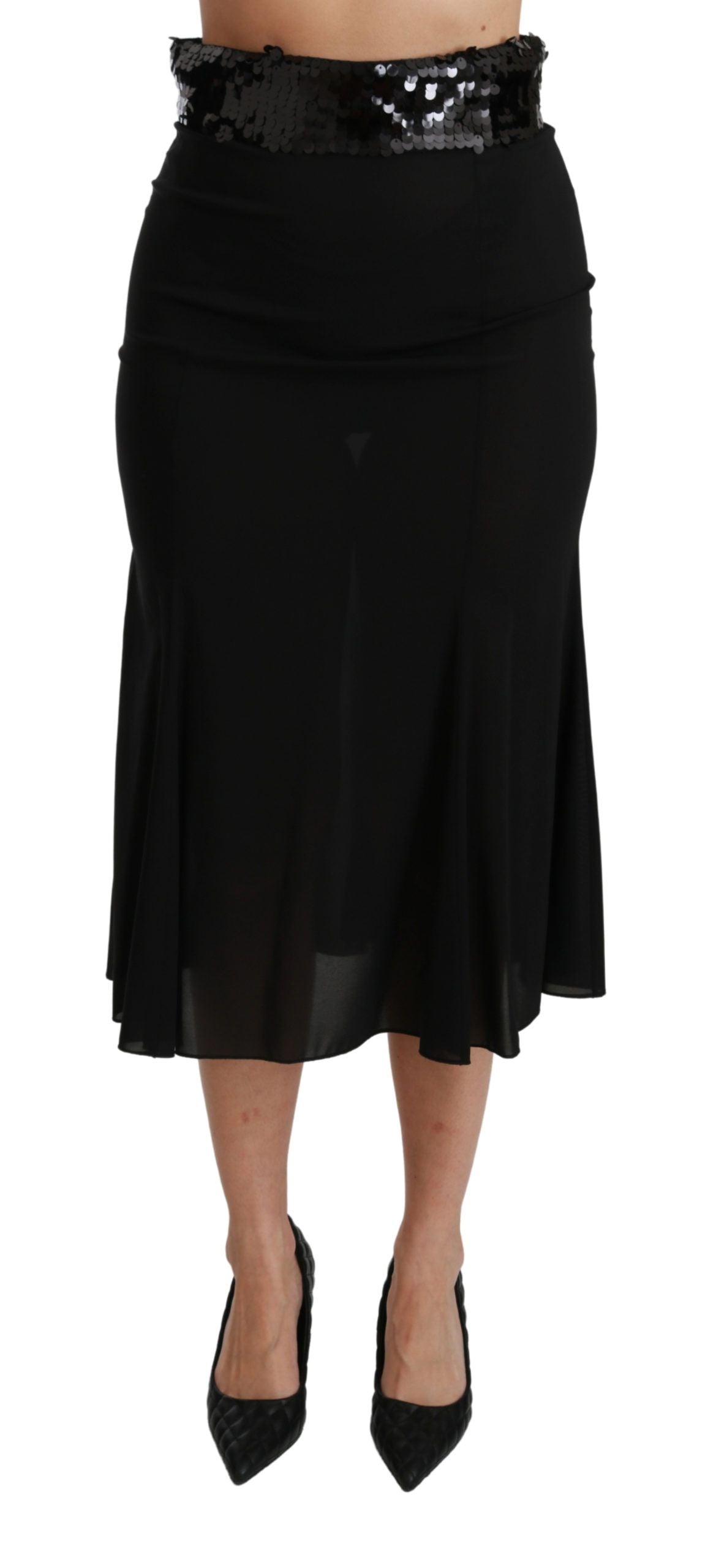 - Elegant High Waist Sequin Black Skirt